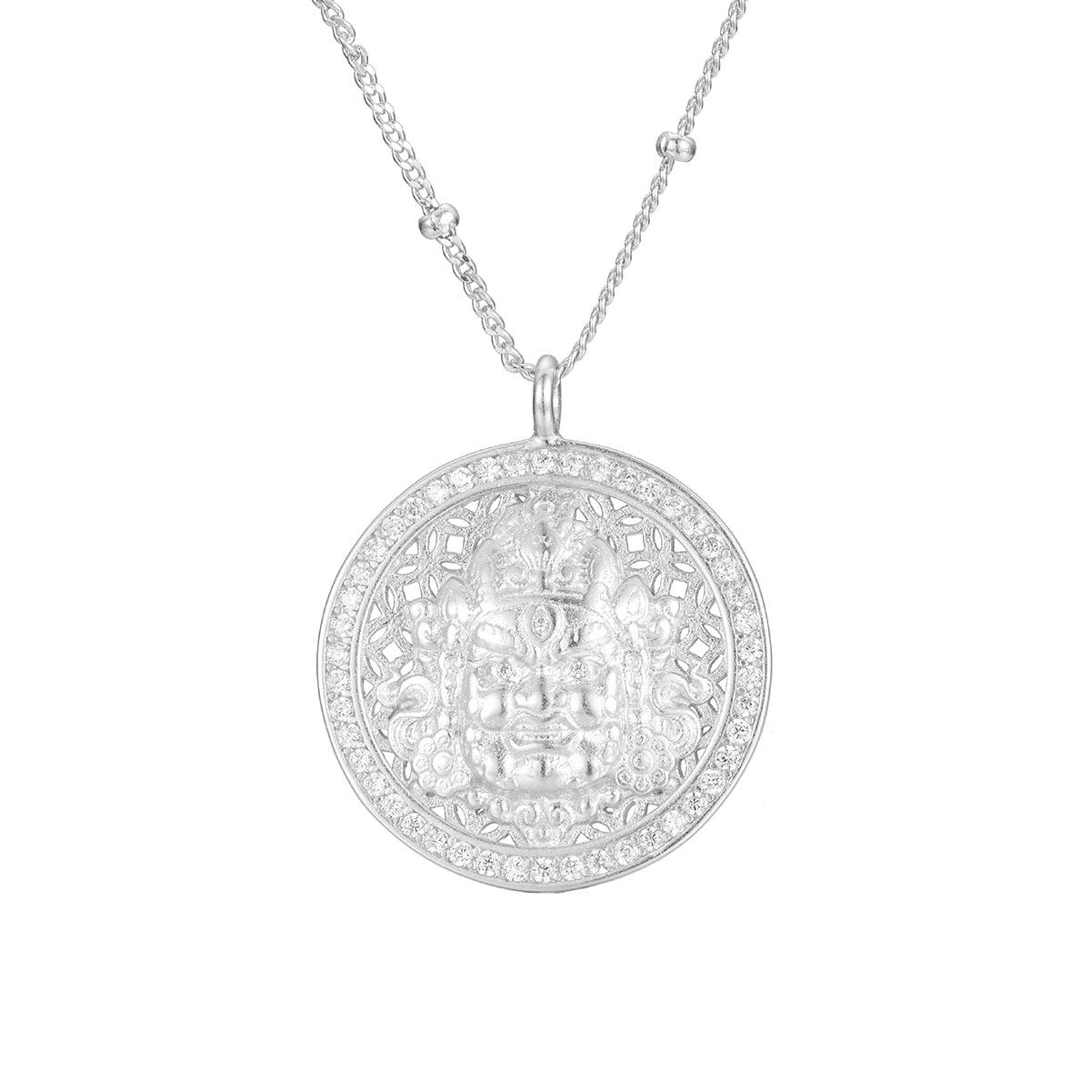 

Серебряное желтое ожерелье «Бог богатства» для женщин, старинный метод, инкрустированный бриллиантами, высококачественная подвеска, женская средняя цепочка для свитера, ювелирные изделия 925 silver