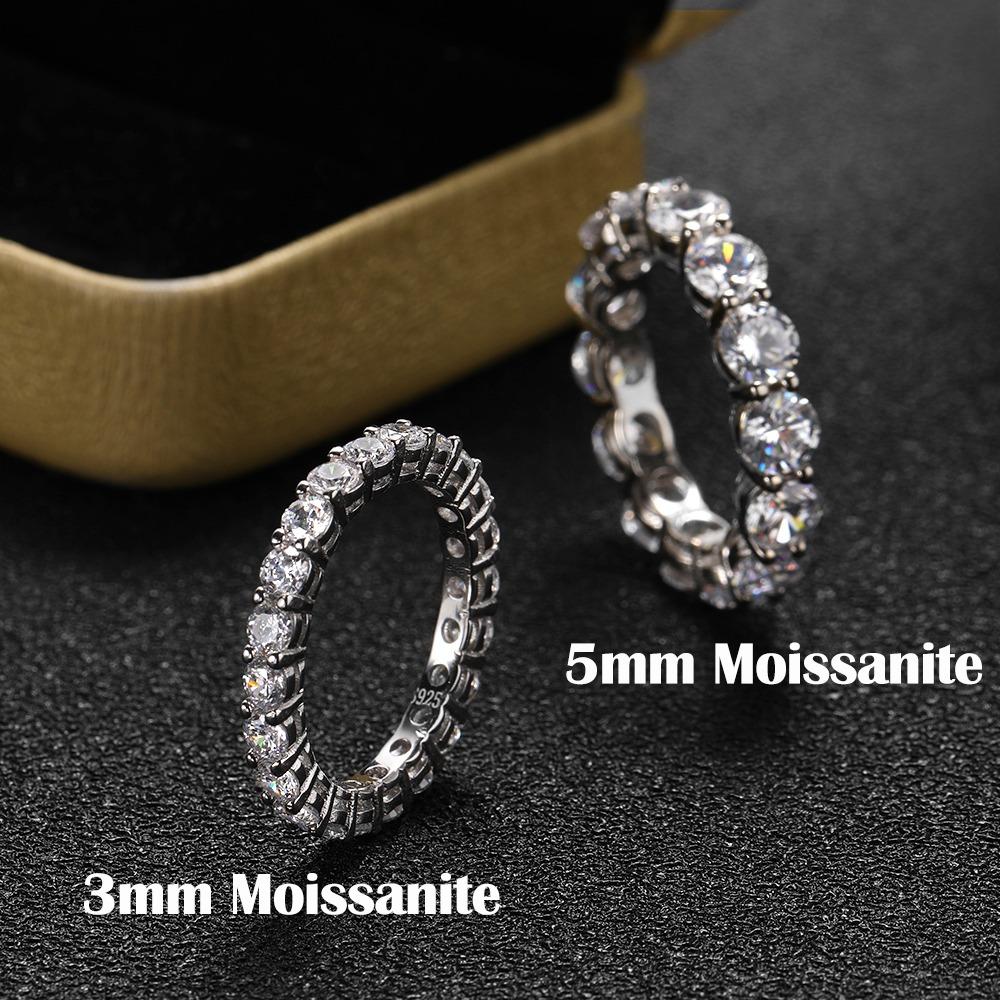 FEOBUR 5mm D Color Moissanite Ring with Certificate Women CopperFull Diamond Eternity Band Wedding Jewelry Gift
