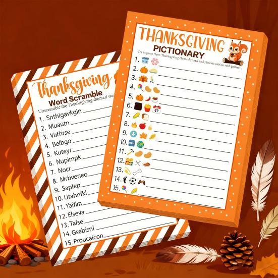 Yousheng 30 Spieler Thanksgiving Spiele für Familienfeier Erwachsene Büro Große Gruppen Wortsuche Scramble Pictionary Spielkarten Set für Feiertagsfeier