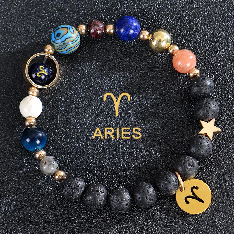 Eight major planets and twelve zodiac signs bracelet, frosted stone, bead bracelet, planets, Christmas gift, Stocking stuffers