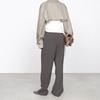 2026 Spring/Summer Women's Gray High-Waisted Wide-Leg Pants - Casual, High-End, Long, Straight-Leg Style