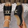 Fashion 2025 New Women Slippers Lightweight Round Head Shoes Women Summer Metal Casual Slippers Outdoor Roman Wedge Sandals Slides Women