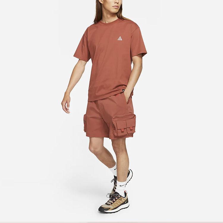 Nike ACG Series Embroidered Logo Drawstring Waterproof Multi-Pocket Casual Shorts Men Bottoms Stone-Red DH8348-670