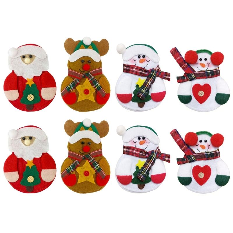 8pcs Christmas Tableware Holders Bag Party Gift Xmas Ornament for Table Home D0LD