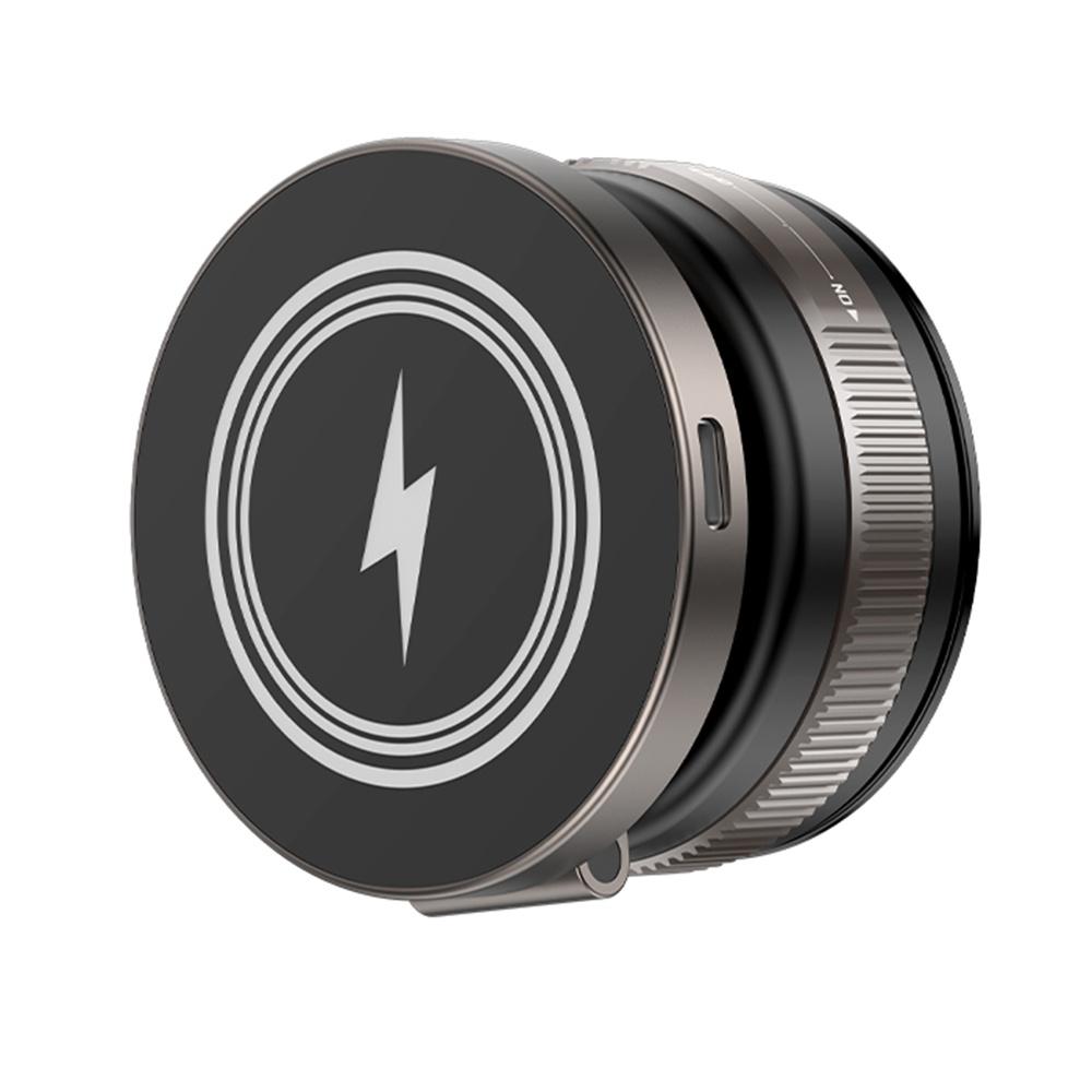 D1W Magnetic Car Phone Holder Wireless Charger 360° Foldable Vacuum Suction Phone Mount Stand - Black