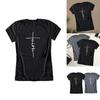 Dames T-shirt met korte mouwen, zomer, met geloofsletterprint, grafisch T-shirt, blouse, mode, in zacht en comfortabel materiaal