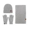 Warm Winter Knit Set Men Women Cable Beanie Scarf Gloves 3-Piece Thick Acrylic Outdoor Travel Accessory