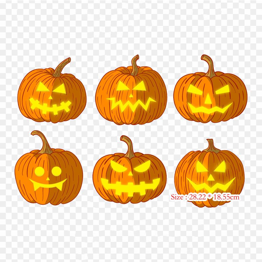 Halloween Pumpkins Pumpkin Jack O' Lantern Iron on Heat Transfer Printing Vinyl Patches Sticker for Clothes DIY Appliques Washable Patches