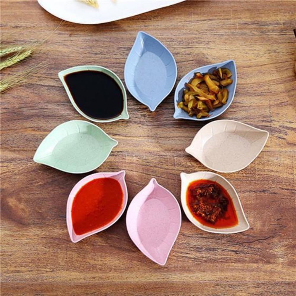 Creative Leaf Shape Wheat Straw Seasoning Dish Sauce Vinegar Mini Plate Tool