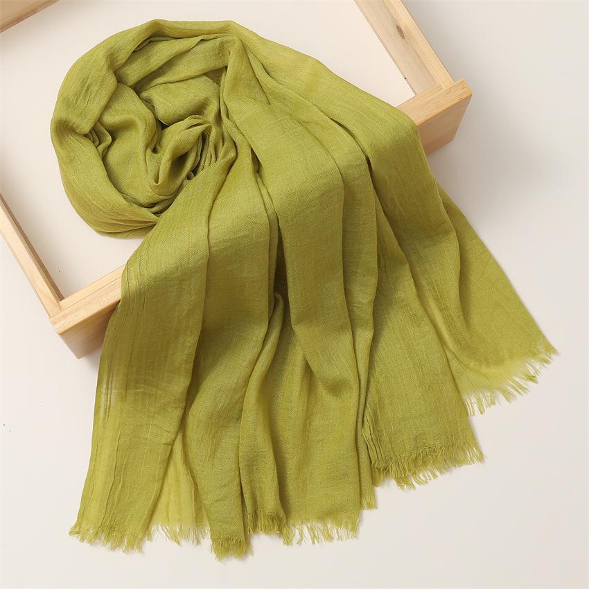 Foreign Trade Silk Scarf Cotton And Linen Headscarf Women'S Spring And Summer Solid Color Japanese And Korean Scarf Sun Protection Warm Shawl Hair