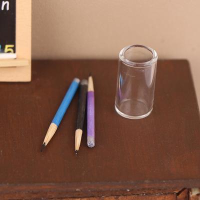 1/12 Dollhouse Mini Pencil Pencil Holder Set Dollhouse School Stationery Dolls House Decoration Accessories Kid Pretend Play Toy