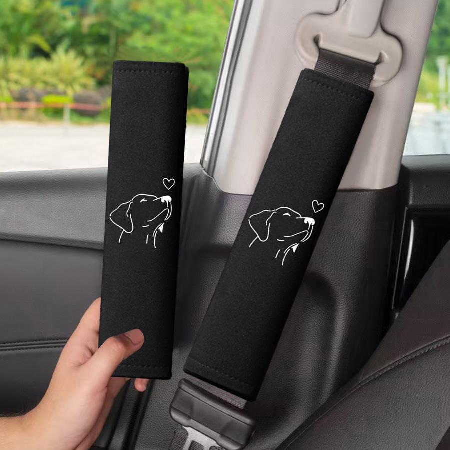 

2PCS Car Shoulder Protection Dog Head Love Shoulder Protection Cover Seat Belt Protection Cover Car Interior Accessories