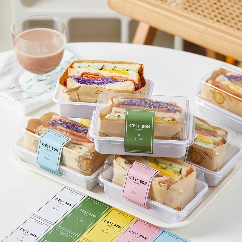10/50Pcs Sandwich Packaging Box Half-Piece Sandwich Burger Packaging Case Baking Picnic Lunch Box Disposable Plastic Lunch Box