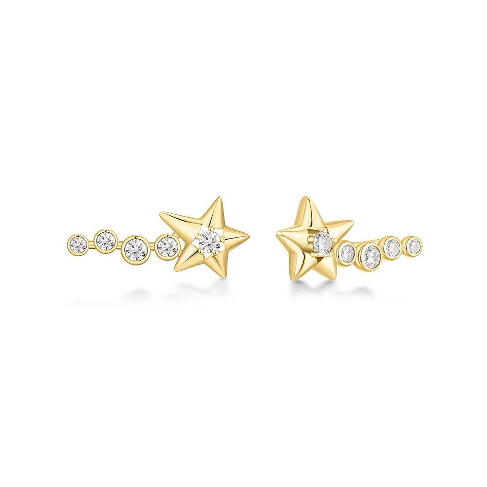 Gold Sparkling Meteor 925 Silver Ear Climber/Earrings E066-06G