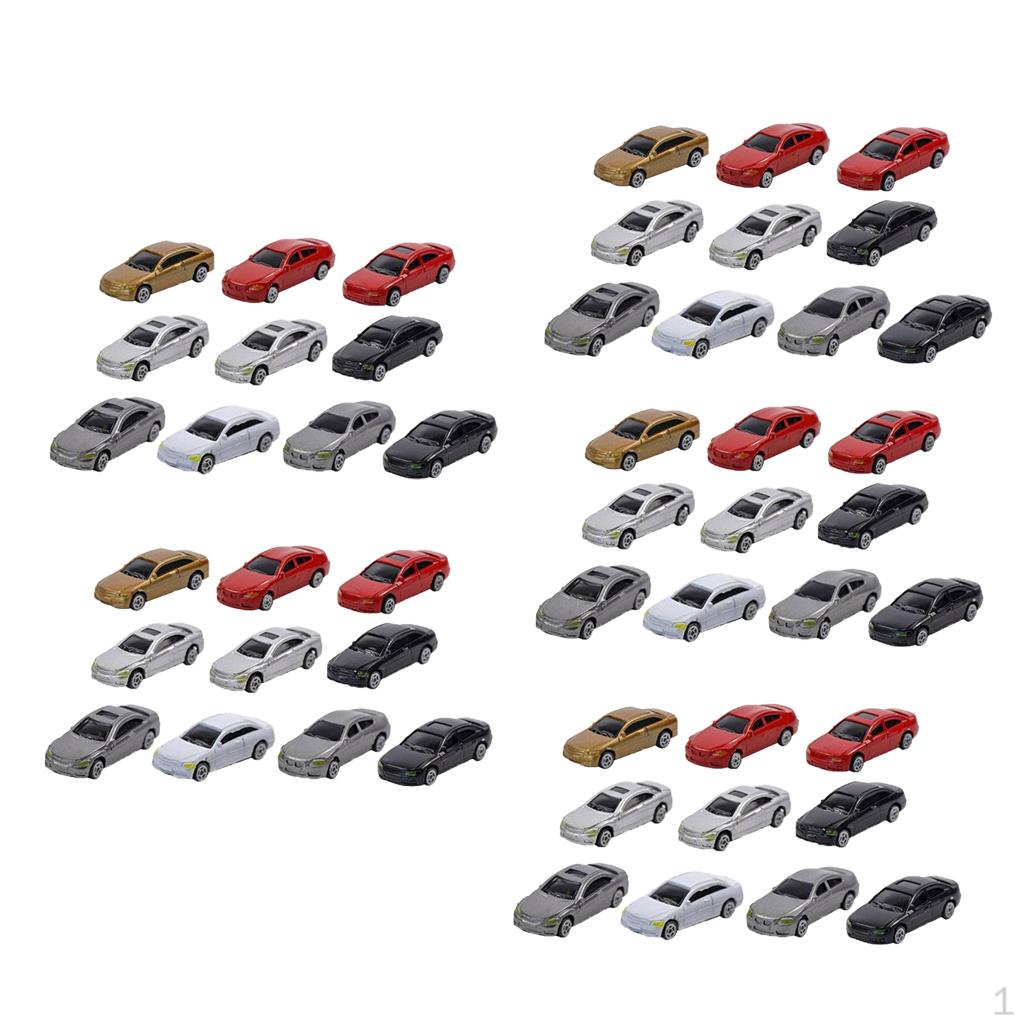

HO Scale Model Miniature Car Toy 1/87 Building Train Scenery Set of 50/60/70 50pcs