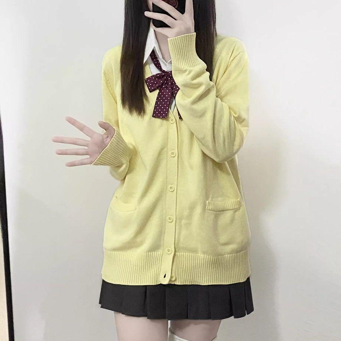 

Японский кардиган в студенческом стиле JK Uniform — милый, универсальный свитер с длинными рукавами для осени/зимы Medium