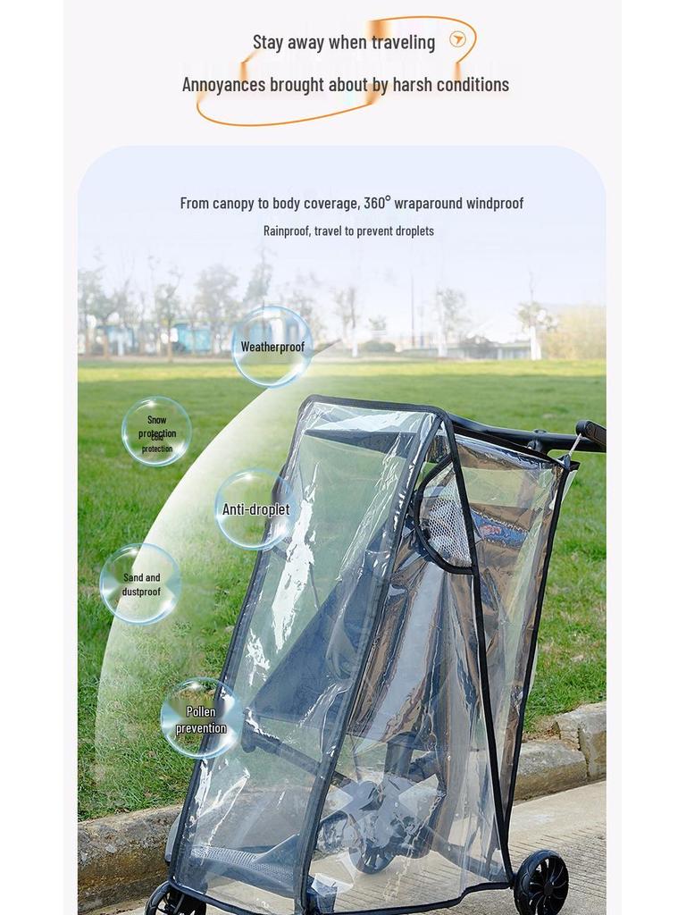 Little Tiger Stroller Rain Cover Windshield - Warm, Dustproof, and Weather-Resistant T18.
