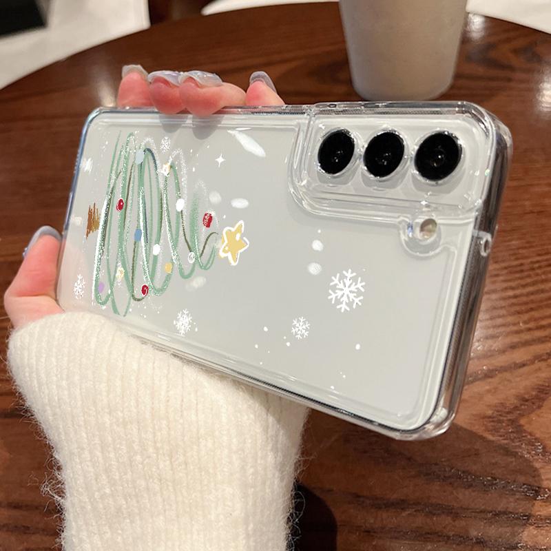 

Чехол с принтом рождественской елки для Samsung Galaxy S25 S24 S22 Ultra S23 S24 FE A17 A56 A16 A36 A26 A55 A15 A25 A54 5G Прозрачный Мягкий ТПУ Чехол для телефона Samsung Galaxy A33 серый