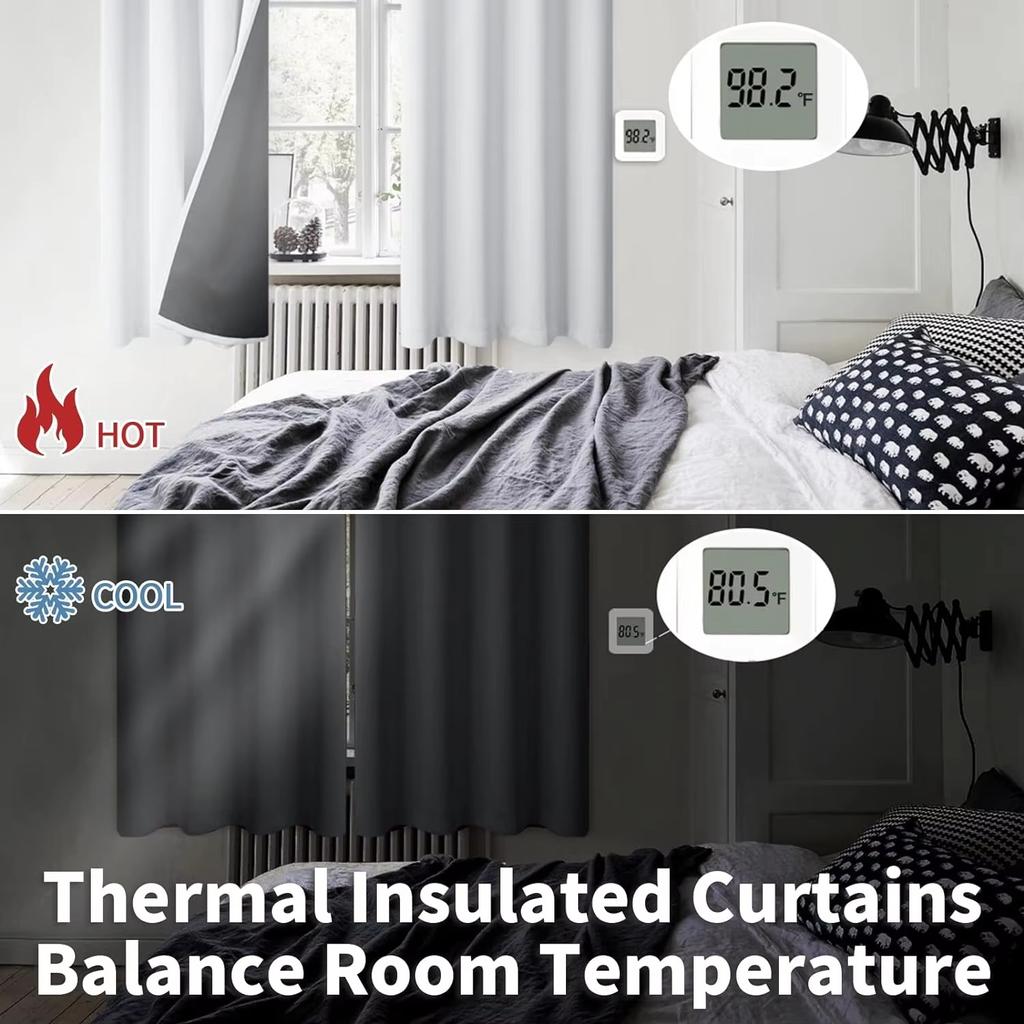 1 ks/2 ks Šedobílé barvy Zatemňovací závěs pro ložnici Obývací pokoj Stínící závěsy Okenní dekorace Stínidla