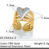 Stainless Steel Angel Wing Ring Unisex Color Block Heart Star Multi-layer Stackable Open Ring Punk Wide Non-fade Hand Jewelry