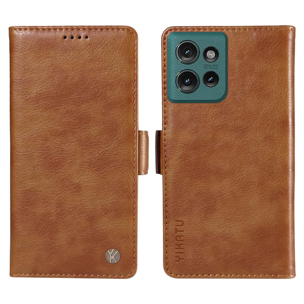 YIKATU YK-007 Für Motorola Edge 50 5G Hülle Seitliche Schnalle PU Leder Handyhülle Litschi Textur