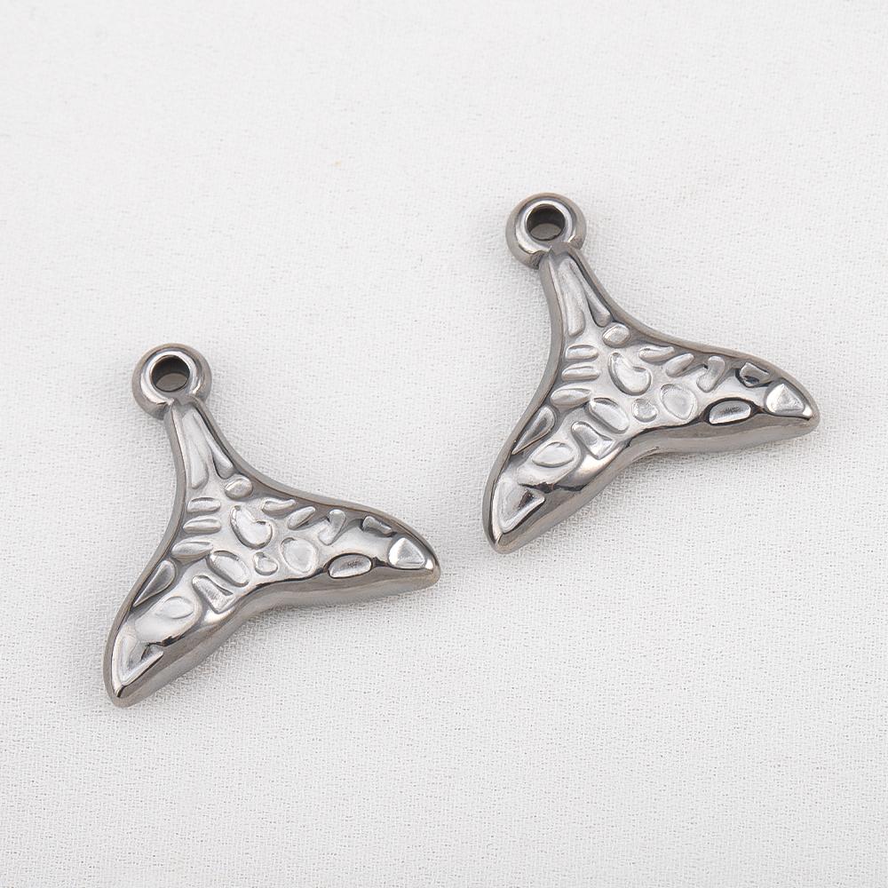 2pcs 304 PVD Plated Stainless Steel Fish Tail Pendant Mermaid Charm DIY Trend Necklace Earring Jewelry Making Keychain Supplies