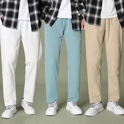 Men's Fashionable Straight Casual Cropped Pants - Versatile Thin Solid Color
