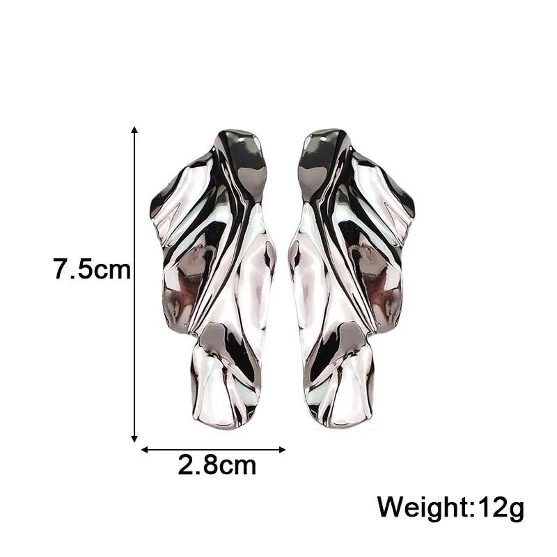 Exaggerated Irregular Metal Dangle Earrings for Women Vintage Geometric Statement Drop Earrings Punk Rock Jewelry Accessories