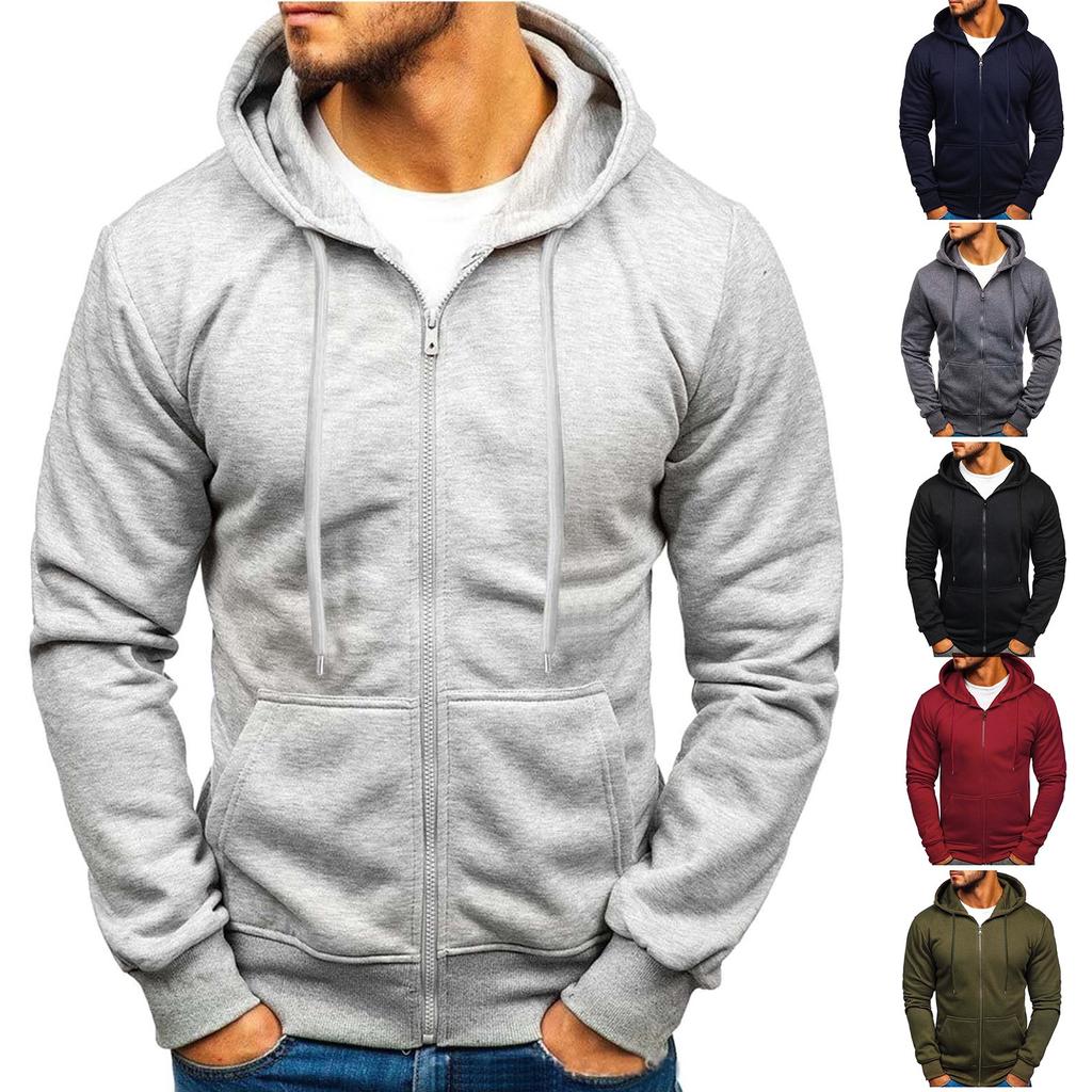 Men Full Zip Up Sweatshirts Long Sleeve  Pullover Tops Casual  And Tall Jackets With Pockets