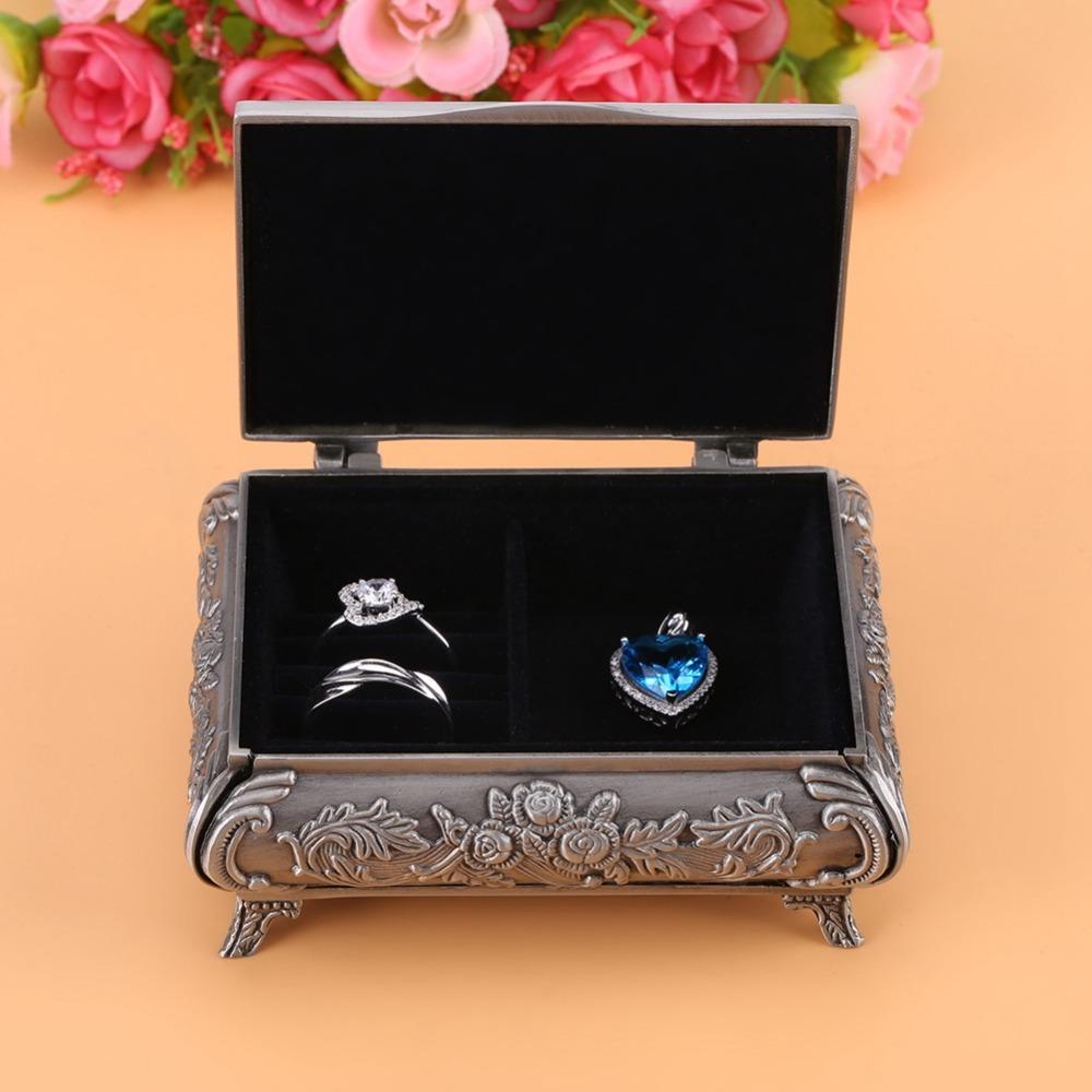 Rose Carved Jewelry Box Rectangular Jewelry Organizer Jewelry Boxes Ring Box For Women