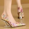 Women's Sexy Fashionable High Heels Pointed Tip Extra-shaped Heel Color Smooth Heels Banquet Comfortable New Zapatillas De Mujer