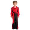 Chlapecký outfit na flamenco tanec Color Block Sklápěcí límeček Dlouhý naberaný rukáv Svetr Kalhoty s elastickým pasem Pásek