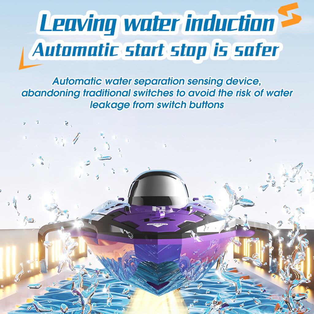 Remote Control Boat, 2.4Ghz Waterproof Rechargeable Speed Boat for Pools and Lakes, Mini Stunt Boat Toys for Kids