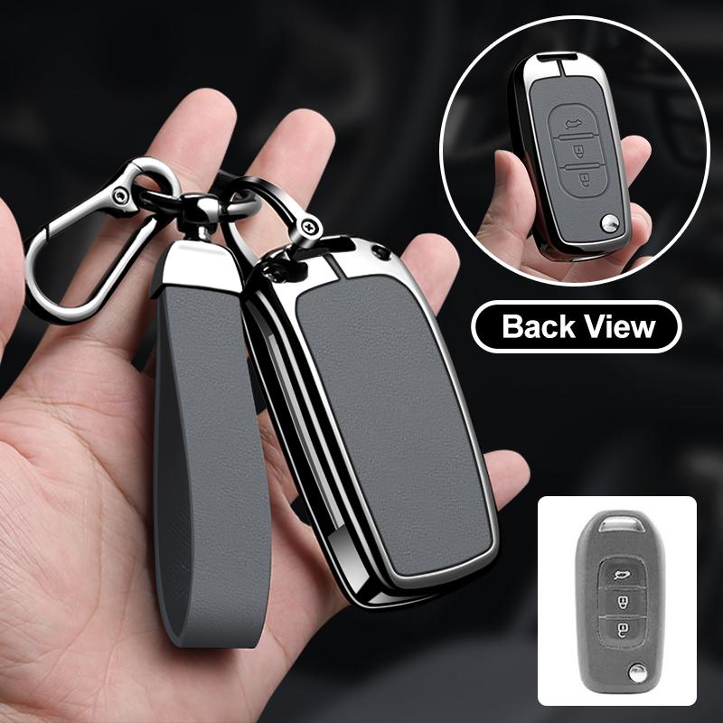 Zinc Alloy Leather Car Key Cover Fits Renault Sandero Koleos Captur Kadjar Megane Clio 5 Austral Logan Arkana Koleos Key Shell