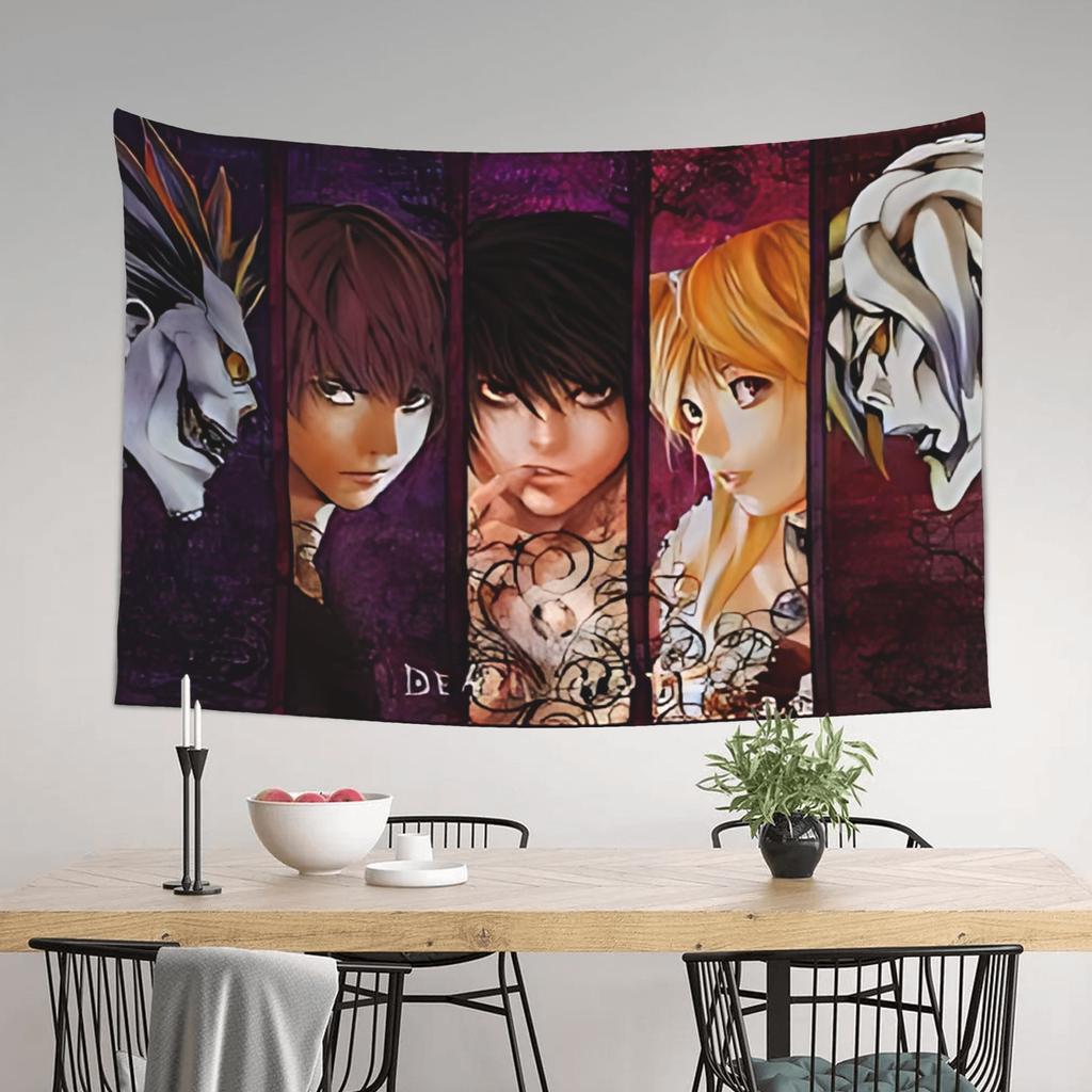 DDeath NNote Themed Wall Tapestry For Corridors Staircases Enhances Depth in Transitional Areas Ideal Anime Home Decor