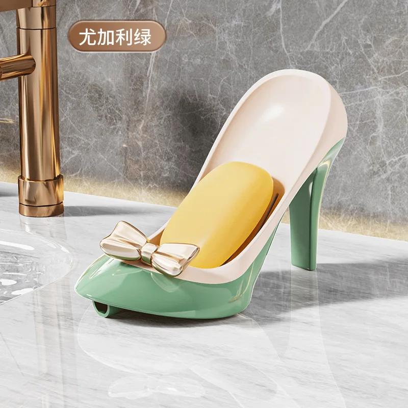 High Heels Soap Box Creative Home Bathroom Toiletries Desktop Soap Box Light Luxury Suction Cup Drain Storage Shelf Decoration