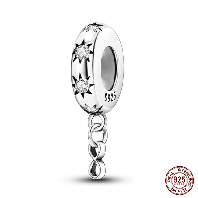 Fit Fasion 925 Bratara originala 100% argint 925 stralucitor colorat zircon Breloc inima margele cadou rafinat bijuterii DIY