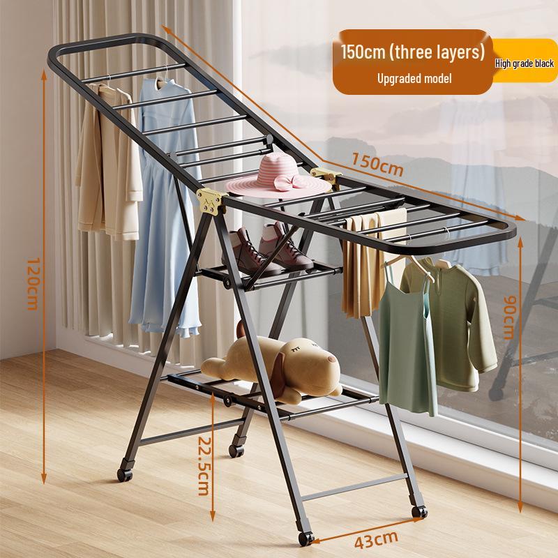 Foldable Wing-Shaped Clothes Drying Rack for Indoor/Outdoor Use