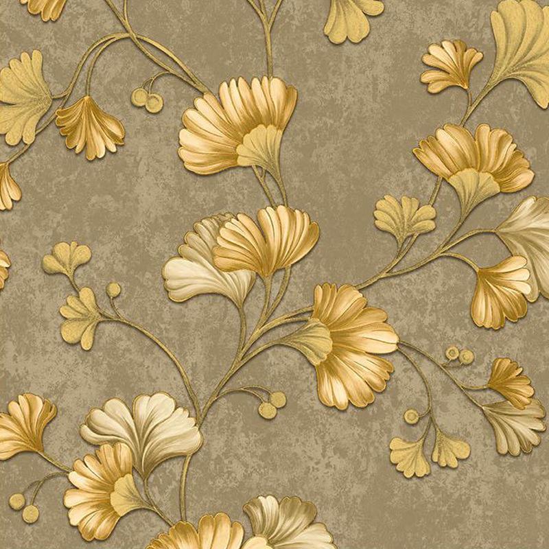 Vintage Ginkgo Leaf Wallpaper 3D Living Room Bedroom Background Hotel Vine Floral Wall Paper House Decoration