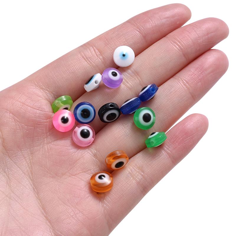 400 Pcs Eye Beads Multicolor Resin Flat Round Eye Beads DIY Loose Beads Spacer Beads for Jewelry