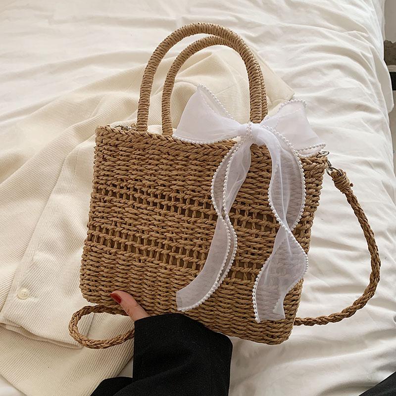 Damen Böhmische Schulter Crossbody Tasche Frauen Sommer Strand Stroh Handtasche Damen Reise Mode Tasche