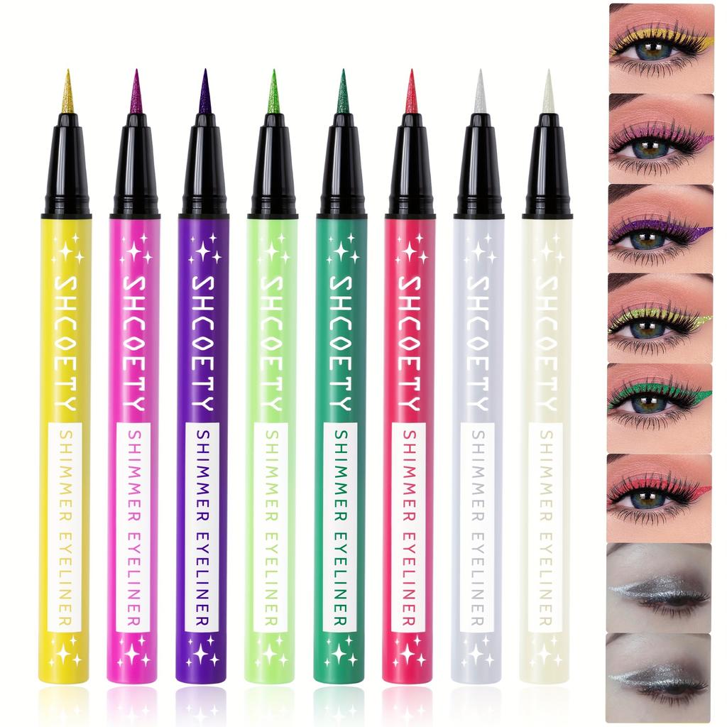 8 Color Single Pearlescent Fine Shimmer Eyeliner Pen, Eye Contour Pencil