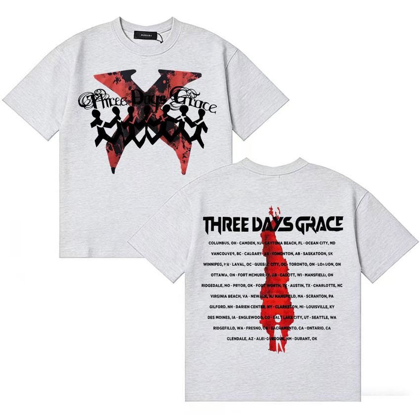 ALIENATION 2025 TOUR TEE THREE DAYS GRACE Tshirts Cotton Harajuku Short Sleeve Tshirt Unisexs Women Y2K ONeck Gothic Cozy T Shirt