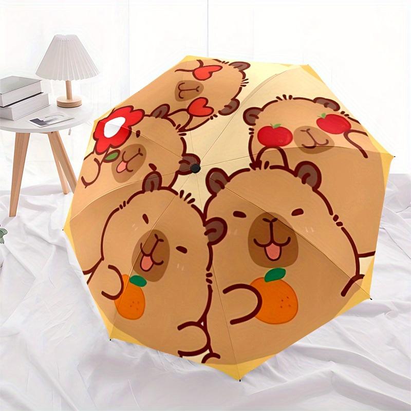 1pc Cute Capybara Print Umbrella - 8-Rib Automatic Open/Close, Fashionable Compact Umbrella for Outdoor Adventures yy250813194