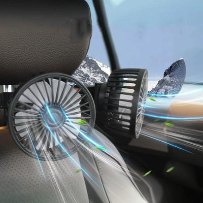 SUV Car Fan 3-speed Car Seat Back Cooling Fan USB Charge Dual Head Fan 360° Rotation Neck Cooler Car Accessories
