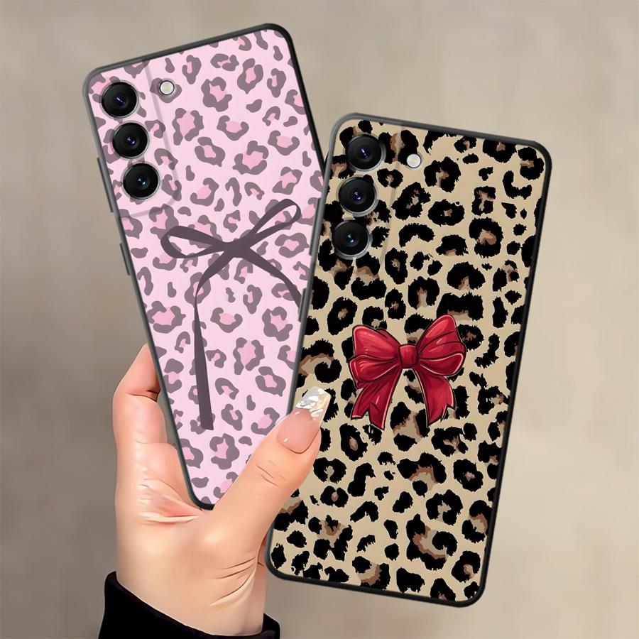 Creative Leopard Print Bow Case for Samsung Galaxy A57 A15 A23 A55 A37 A53 A17 A25 A16 A05 A06 A73 A51 A52 A36 Phone Cover A13