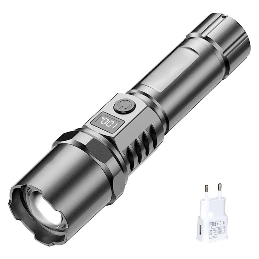 High Power XHP100 Led Flashlight Rechargeable Retractable Flashlight Digital Zoom Usb Hand Light for Camping,Outdoor and Emerge