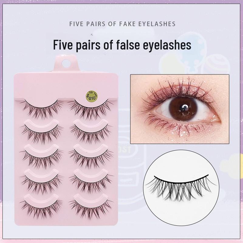 Cartoon Barbie Beginner False Eyelashes - Natural Thick 5 Pairs