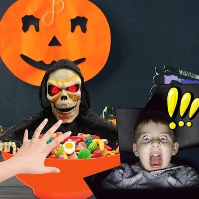Halloween Candy Bowl Tray Haunted Party Prop Bowl with Light for Trick or Treating Halloween Party Decor