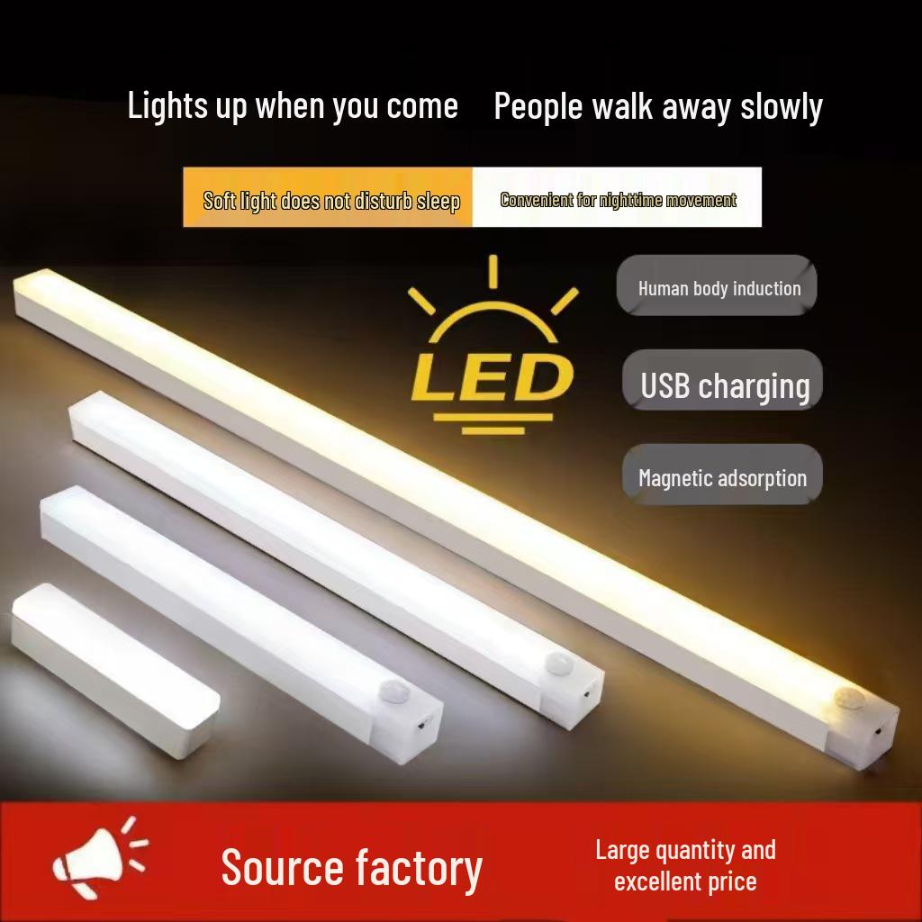 

USB-Powered LED Motion Sensor Light Strip for Cabinets and Wardrobes Warm Light with Switch - 100MM